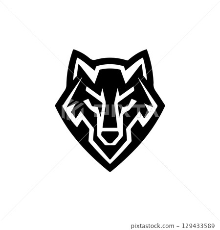 Wolf head. Wolf emblem. Modern style wolf sign. Vector illustration 129433589