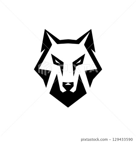 Wolf head. Wolf emblem. Modern style wolf sign. Vector illustration 129433590