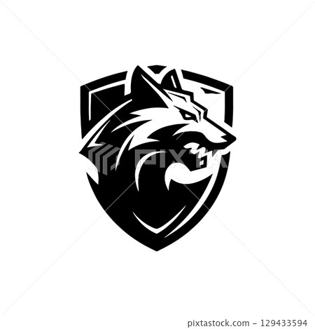 Wolf head. Wolf emblem. Modern style wolf sign. Vector illustration 129433594