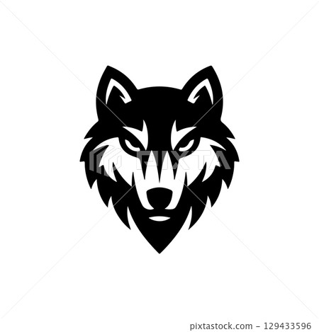 Wolf head. Wolf emblem. Modern style wolf sign. Vector illustration 129433596