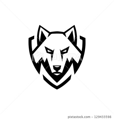 Wolf head. Wolf emblem. Modern style wolf sign. Vector illustration 129433598