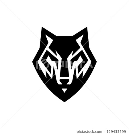 Wolf head. Wolf emblem. Modern style wolf sign. Vector illustration 129433599