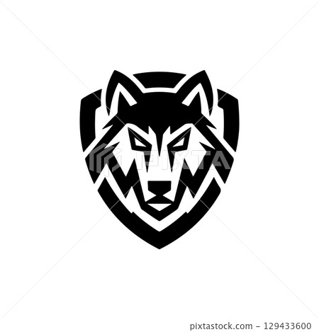 Wolf head. Wolf emblem. Modern style wolf sign. Vector illustration 129433600
