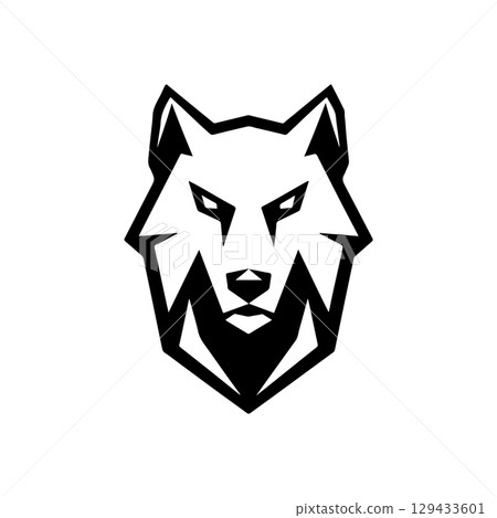 Wolf head. Wolf emblem. Modern style wolf sign. Vector illustration 129433601