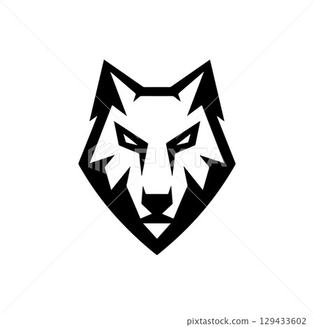 Wolf head. Wolf emblem. Modern style wolf sign. Vector illustration 129433602