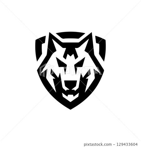 Wolf head. Wolf emblem. Modern style wolf sign. Vector illustration 129433604