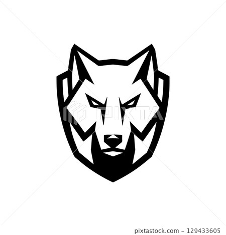 Wolf head. Wolf emblem. Modern style wolf sign. Vector illustration 129433605
