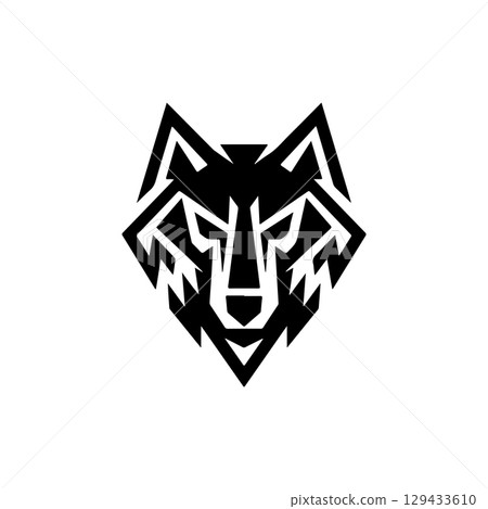 Wolf head. Wolf emblem. Modern style wolf sign. Vector illustration 129433610