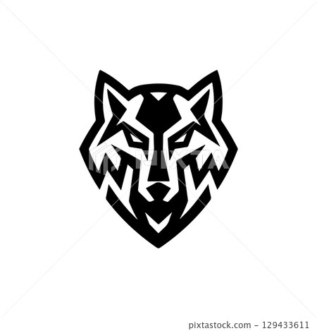 Wolf head. Wolf emblem. Modern style wolf sign. Vector illustration 129433611