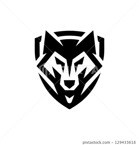 Wolf head. Wolf emblem. Modern style wolf sign. Vector illustration 129433618