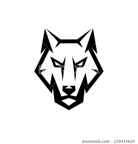 Wolf head. Wolf emblem. Modern style wolf sign. Vector illustration 129433620