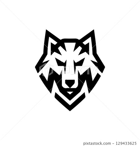 Wolf head. Wolf emblem. Modern style wolf sign. Vector illustration 129433625