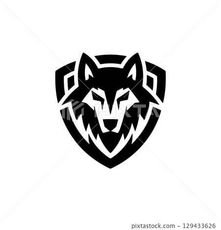 Wolf head. Wolf emblem. Modern style wolf sign. Vector illustration 129433626