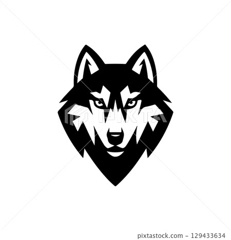 Wolf head. Wolf emblem. Modern style wolf sign. Vector illustration 129433634