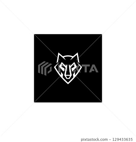 Wolf head. Wolf emblem. Modern style wolf sign. Vector illustration 129433635