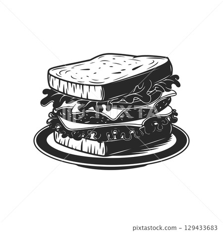 Illustration of Sandwich isolated on white background. Emblem with sandwich. Vector illustration 129433683