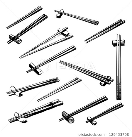Vintage engraving illustration of sushi sticks. Vector illustration 129433708