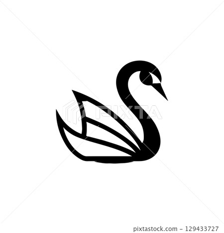 Swan minimalist emblem. Swan emblem. Design element for emblem, sign, poster, label. Swan minimalist emblem. Swan emblem. Design element for emblem, sign, poster, label. 129433727