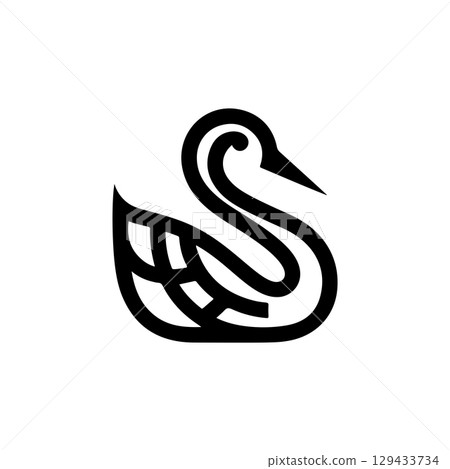 Swan minimalist emblem. Swan emblem. Design element for emblem, sign, poster, label. Swan minimalist emblem. Swan emblem. Design element for emblem, sign, poster, label. 129433734