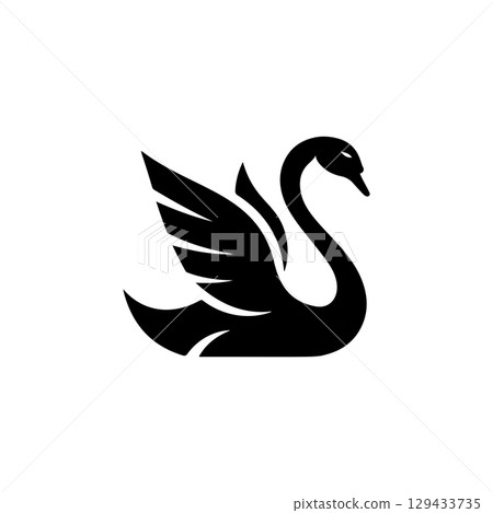 Swan minimalist emblem. Swan emblem. Design element for emblem, sign, poster, label. 129433735