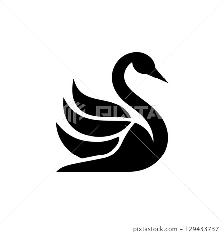 Swan minimalist emblem. Swan emblem. Design element for emblem, sign, poster, label. Swan minimalist emblem. Swan emblem. Design element for emblem, sign, poster, label. 129433737