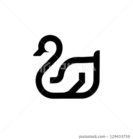 Swan minimalist emblem. Swan emblem. Design element for emblem, sign, poster, label. 129433739