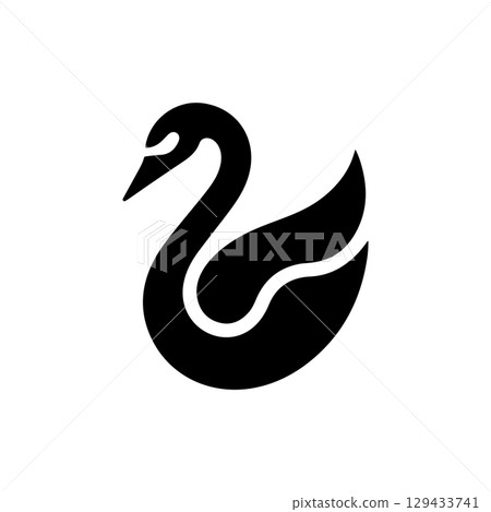 Swan minimalist emblem. Swan emblem. Design element for emblem, sign, poster, label. 129433741