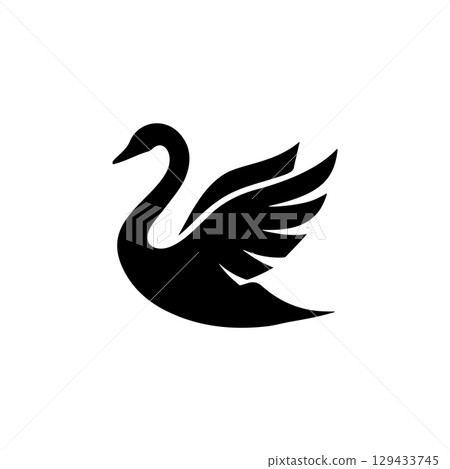 Swan minimalist emblem. Swan emblem. Design element for emblem, sign, poster, label. Swan minimalist emblem. Swan emblem. Design element for emblem, sign, poster, label. 129433745