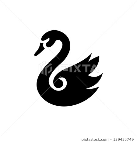 Swan minimalist emblem. Swan emblem. Design element for emblem, sign, poster, label. Swan minimalist emblem. Swan emblem. Design element for emblem, sign, poster, label. 129433749