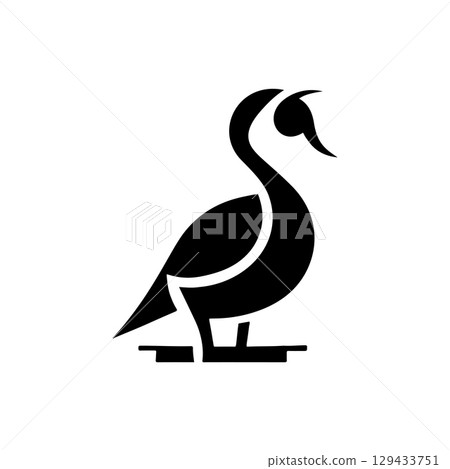 Swan minimalist emblem. Swan emblem. Design element for emblem, sign, poster, label. 129433751