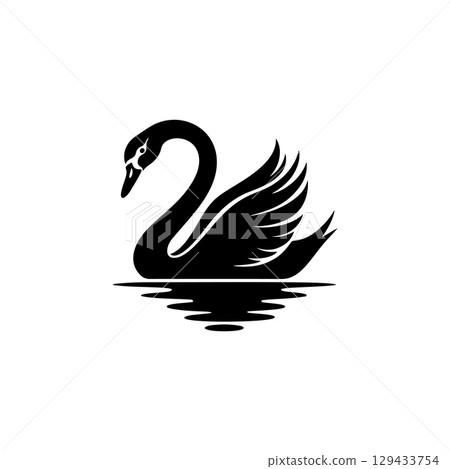 Swan minimalist emblem. Swan emblem. Design element for emblem, sign, poster, label. Swan minimalist emblem. Swan emblem. Design element for emblem, sign, poster, label. 129433754