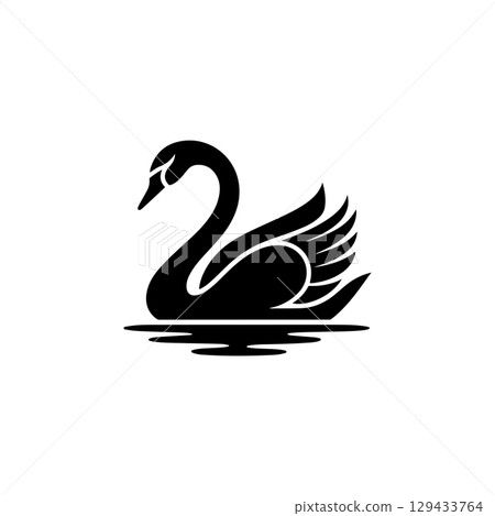 Swan minimalist emblem. Swan emblem. Design element for emblem, sign, poster, label. 129433764