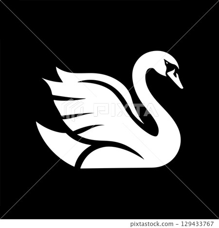 Swan minimalist emblem. Swan emblem. Design element for emblem, sign, poster, label. 129433767