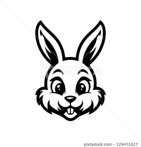 Bunny head sign. Funny easter rabbit emblem. Modern style bunny sign. Vector illustration 129433827