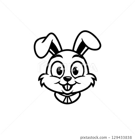 Bunny head sign. Funny easter rabbit emblem. Modern style bunny sign. Vector illustration 129433838