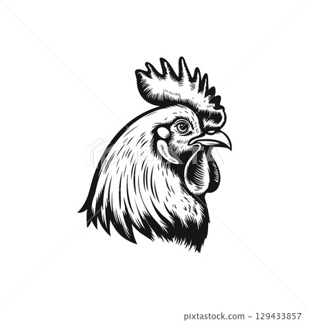 Retro engraving illustration of rooster head. Vector illustration Retro engraving illustration of rooster head. Vector illustration 129433857