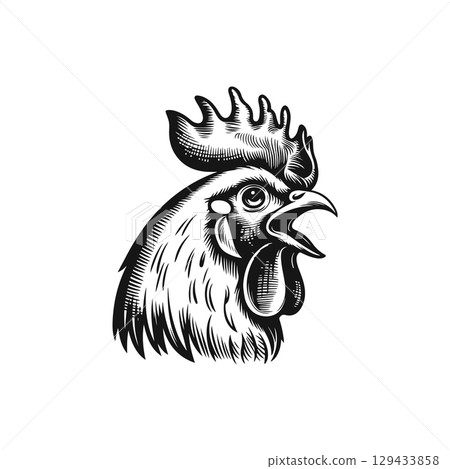 Retro engraving illustration of rooster head. Vector illustration 129433858