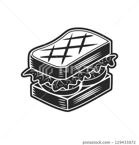 Illustration of Sandwich isolated on white background. Emblem with sandwich. Vector illustration 129433872