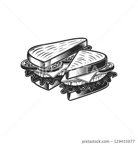 Illustration of Sandwich isolated on white background. Emblem with sandwich. Vector illustration Illustration of Sandwich isolated on white background. Emblem with sandwich. Vector illustration 129433877