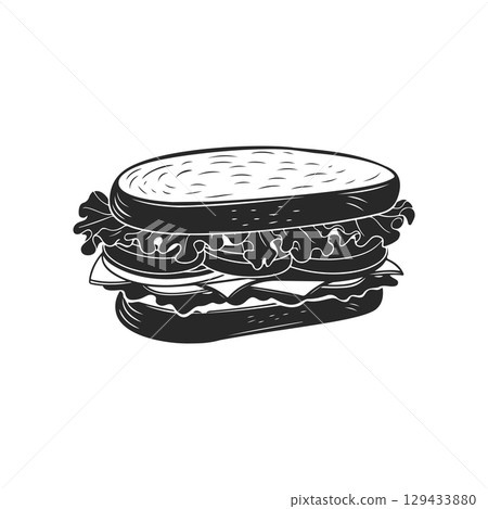 Illustration of Sandwich isolated on white background. Emblem with sandwich. Vector illustration Illustration of Sandwich isolated on white background. Emblem with sandwich. Vector illustration 129433880