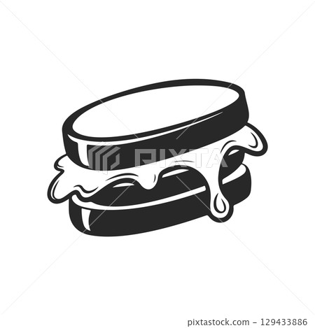 Illustration of Sandwich isolated on white background. Emblem with sandwich. Vector illustration Illustration of Sandwich isolated on white background. Emblem with sandwich. Vector illustration 129433886
