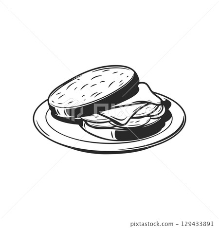 Illustration of Sandwich isolated on white background. Emblem with sandwich. Vector illustration 129433891