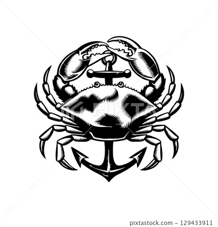 Vintage  engraving illustration of crab. Seafood emblem with crab. Vector crab illustration 129433911