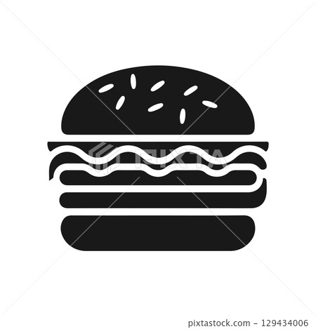 Illustration of a hamburger. Burger emblem. Vector illustration 129434006
