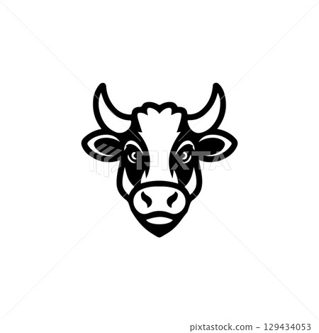 Cow head illustration isolated on white background. Design element for emblem, sign, poster, label. Cow head illustration isolated on white background. Design element for emblem, sign, poster, label. 129434053