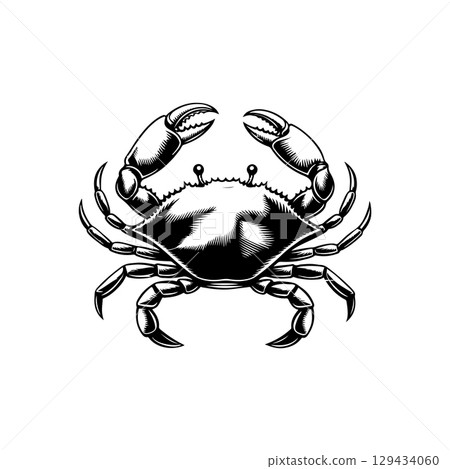Vintage engraving illustration of crab. Seafood emblem with crab. Vector crab illustration Vintage engraving illustration of crab. Seafood emblem with crab. Vector crab illustration 129434060
