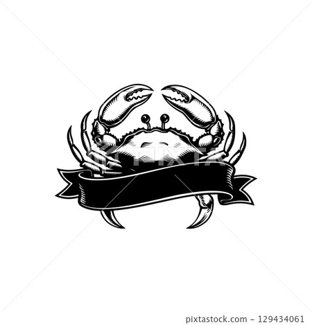 Vintage engraving illustration of crab. Seafood emblem with crab. Vector crab illustration Vintage engraving illustration of crab. Seafood emblem with crab. Vector crab illustration 129434061