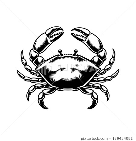 Vintage  engraving illustration of crab. Seafood emblem with crab. Vector crab illustration 129434091