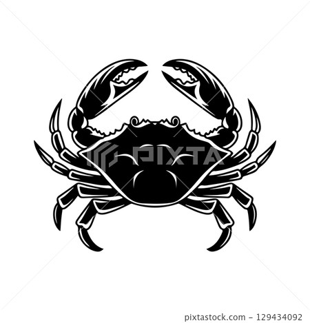Vintage  engraving illustration of crab. Seafood emblem with crab. Vector crab illustration 129434092