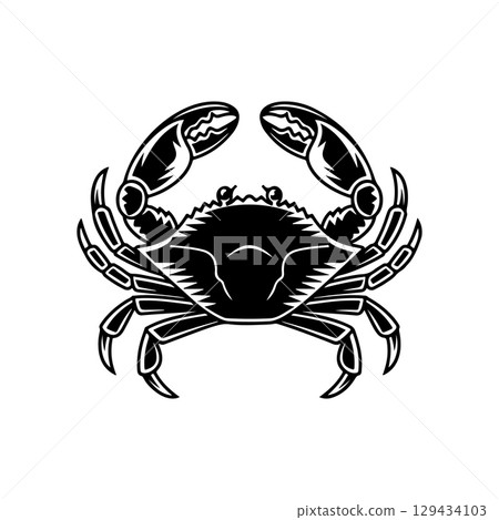 Vintage  engraving illustration of crab. Seafood emblem with crab. Vector crab illustration 129434103